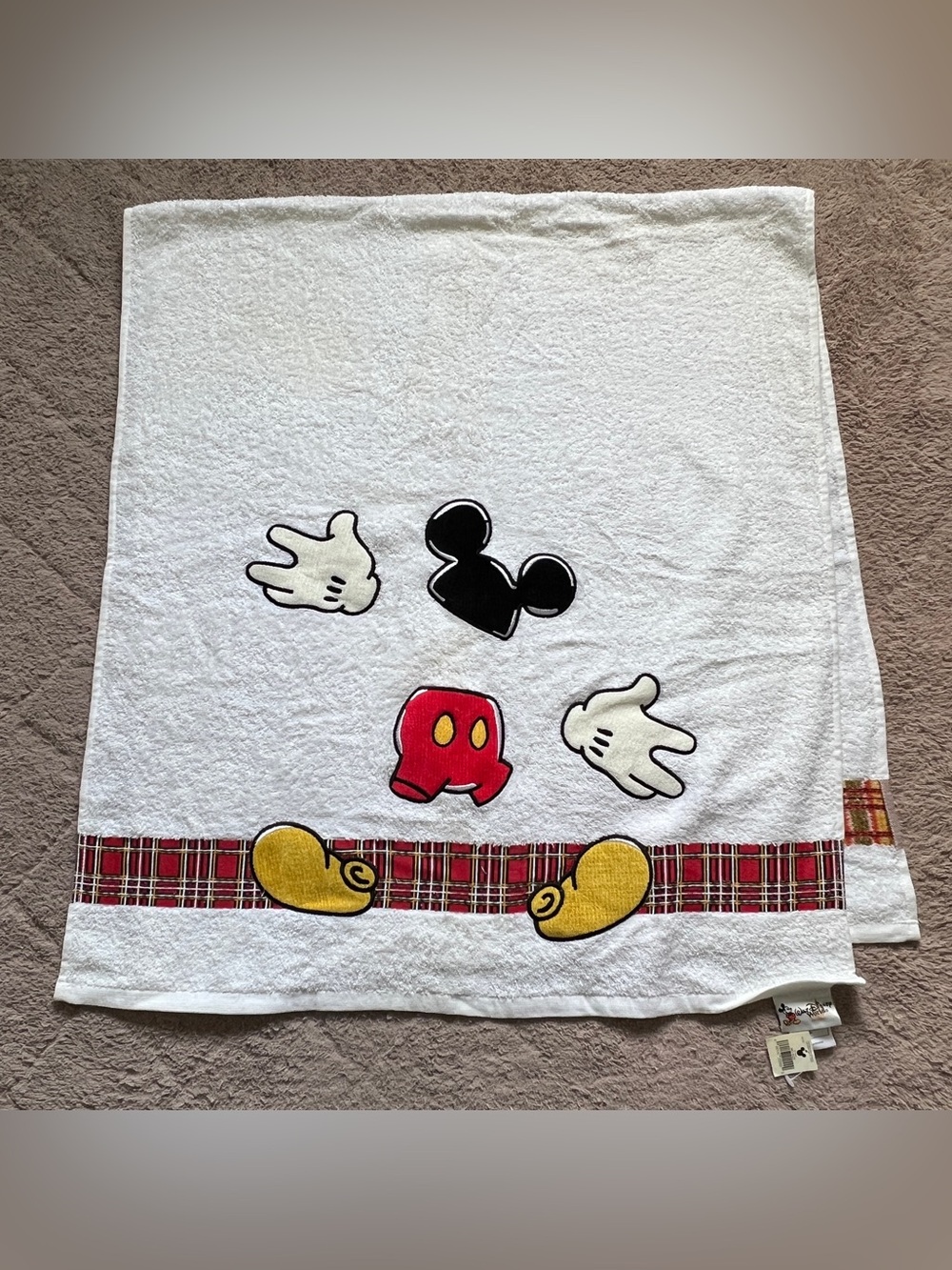 NWT Vtg Walt Disney World Mickey Mouse Cotton Bath Towel Disney Parks One Size